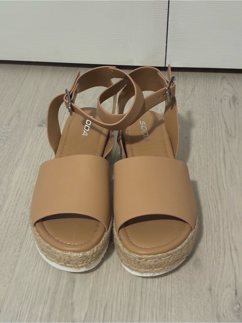 Soda Tan Platform Espadrille Ankle-Strap Sandals - NWOT- 9